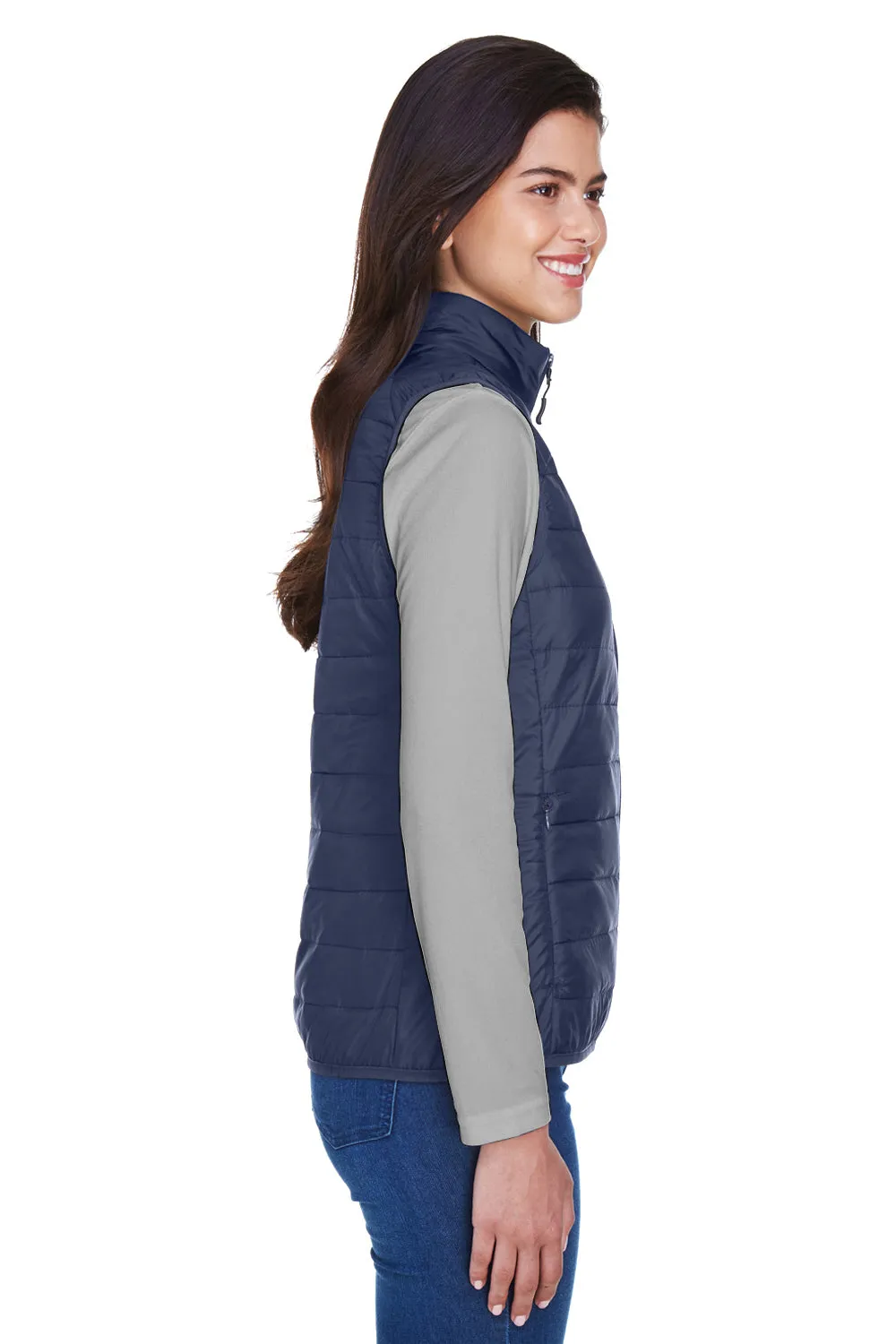 Core 365 Womens Prevail Packable Puffer Water Resistant Full Zip Vest - Classic Navy Blue