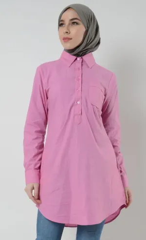 Cotton Button School Uniform Tunic - Navy