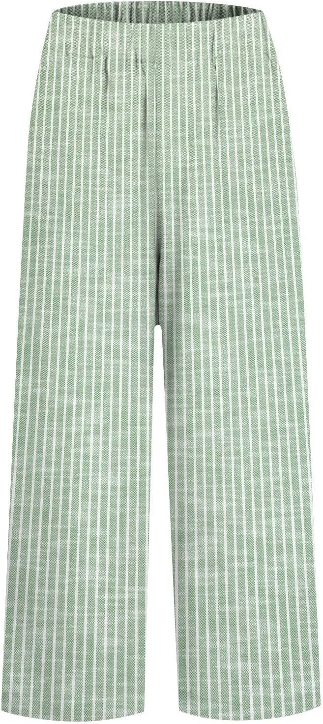 Cotton Linen Capris Pants for Womens 2025 Knee Length Summer Straight Leg Loose Beach Shorts Trouser with Pocket