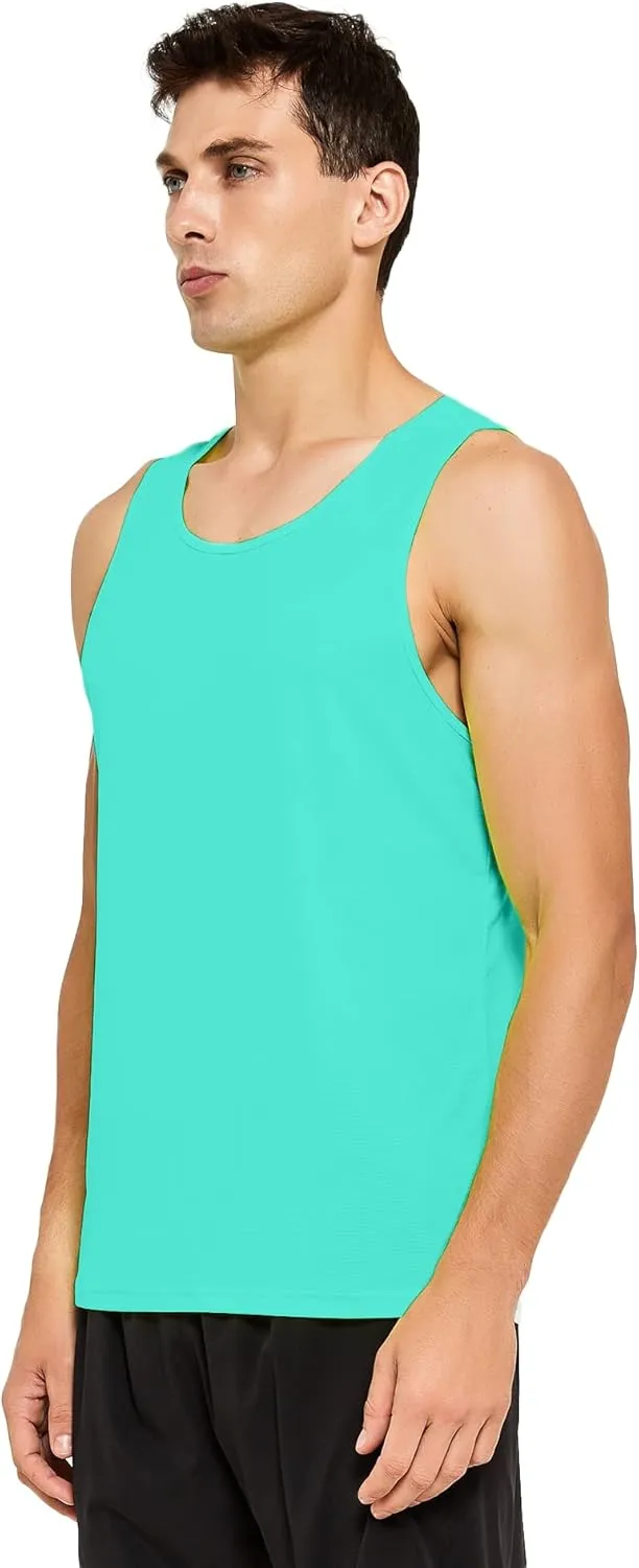 DEMOZU Men's Neon Running Tank Top Workout Gym Athletic Swim Marathon Tank Top