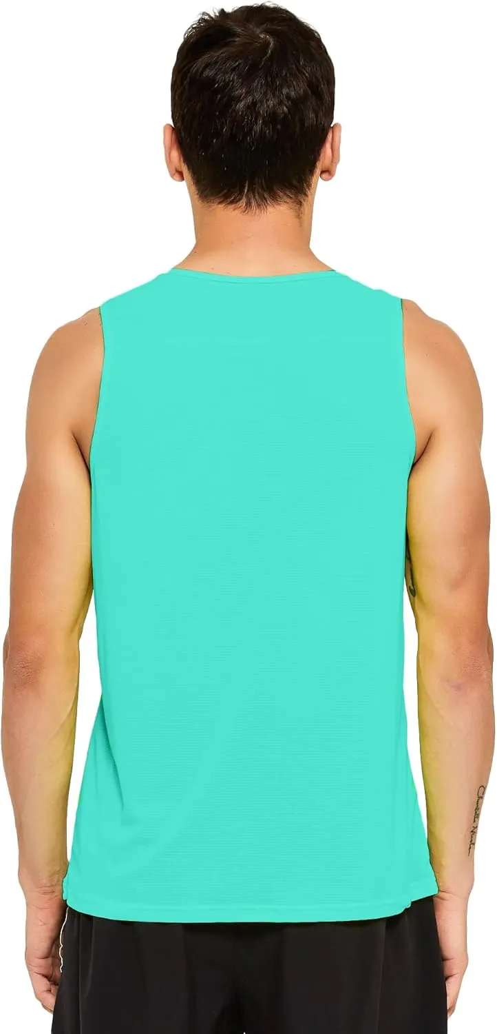DEMOZU Men's Neon Running Tank Top Workout Gym Athletic Swim Marathon Tank Top