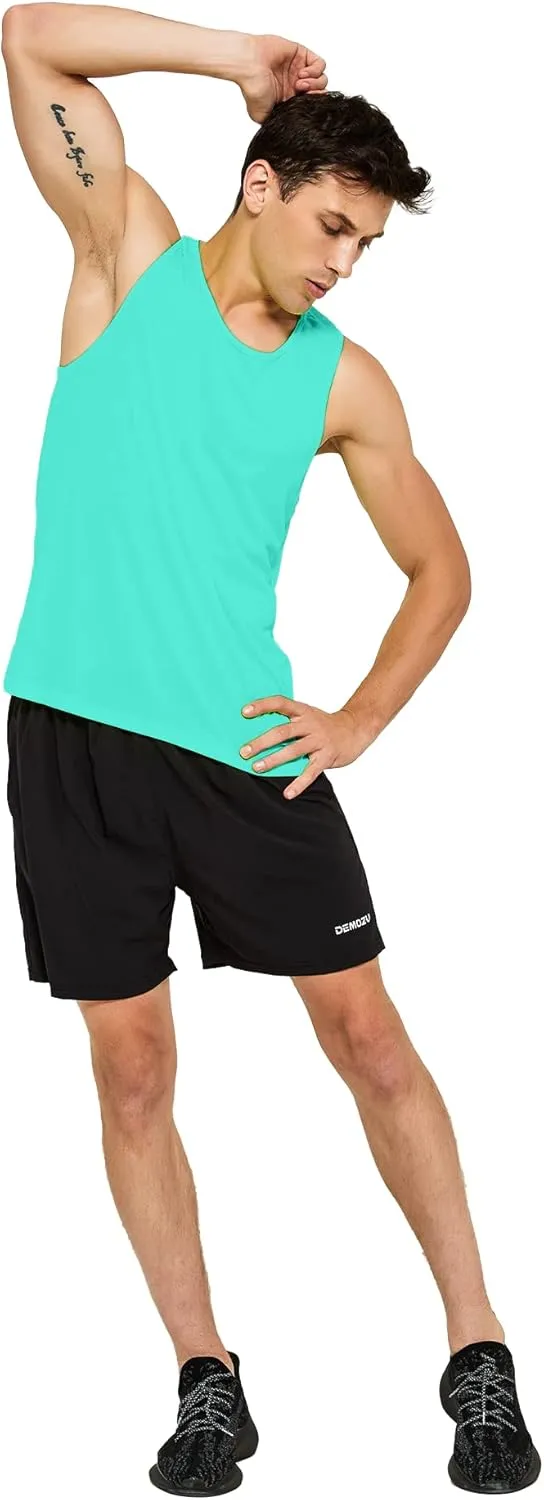 DEMOZU Men's Neon Running Tank Top Workout Gym Athletic Swim Marathon Tank Top