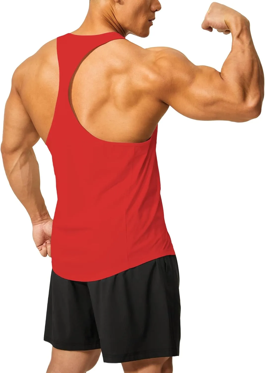 DEMOZU Men's Y Back Stringer Tank Top Bodybuilding Muscle Workout Athletic Running Gym Tank Top