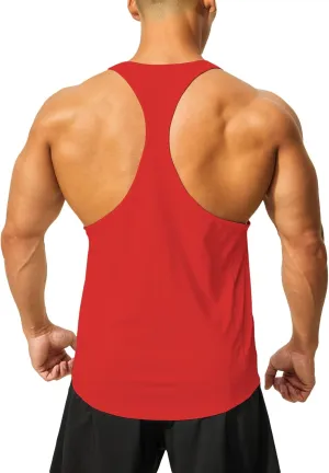 DEMOZU Men's Y Back Stringer Tank Top Bodybuilding Muscle Workout Athletic Running Gym Tank Top