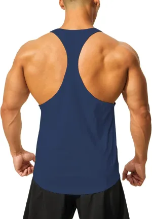 DEMOZU Men's Y Back Stringer Tank Top Bodybuilding Muscle Workout Athletic Running Gym Tank Top