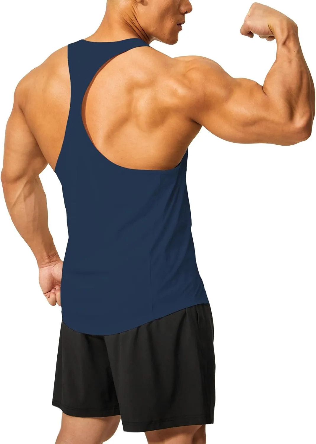DEMOZU Men's Y Back Stringer Tank Top Bodybuilding Muscle Workout Athletic Running Gym Tank Top