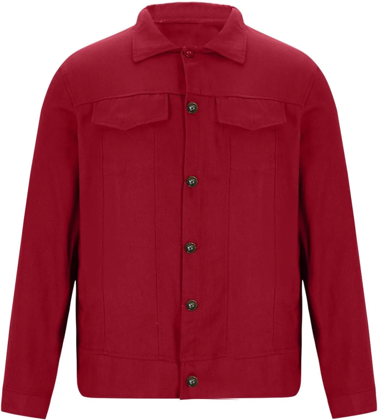 Denim Jackets for Men Button Down Casual Jean Jackets Long Sleeve Lapel Fashion Loose Fit Comfy Coat with Pockets
