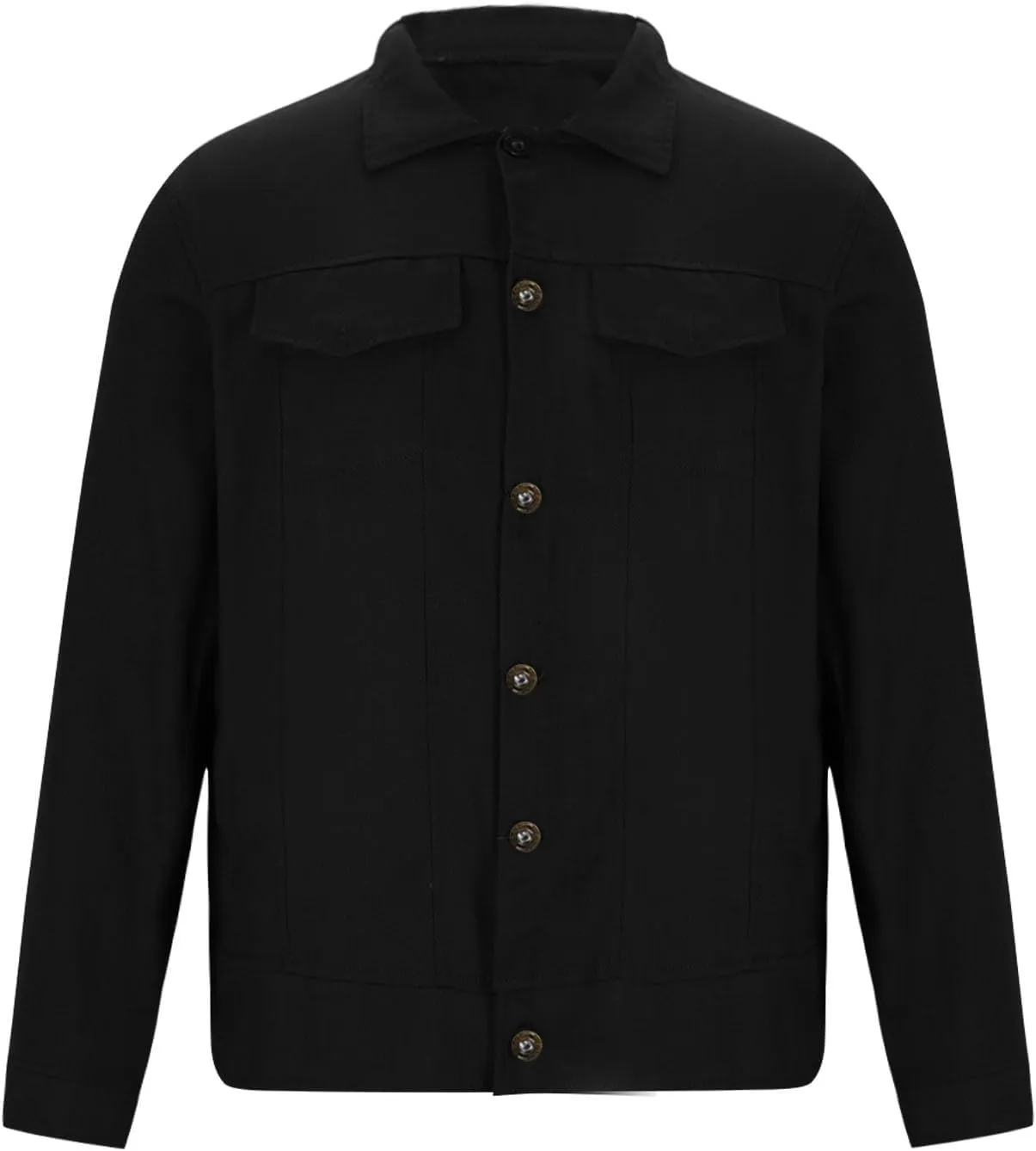 Denim Jackets for Men Button Down Casual Jean Jackets Long Sleeve Lapel Fashion Loose Fit Comfy Coat with Pockets