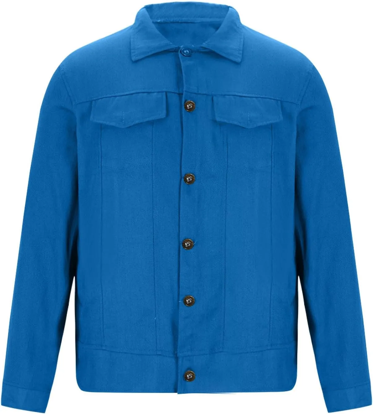 Denim Jackets for Men Button Down Casual Jean Jackets Long Sleeve Lapel Fashion Loose Fit Comfy Coat with Pockets