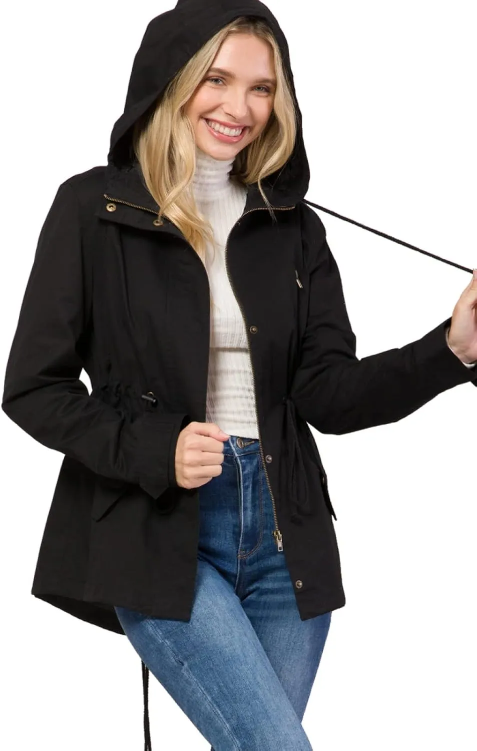Design by Olivia Women's Military Anorak Safari Hoodie Jacket