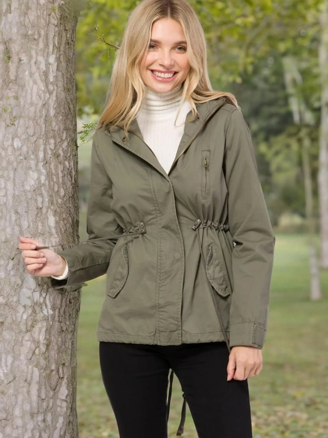 Design by Olivia Women's Military Anorak Safari Hoodie Jacket