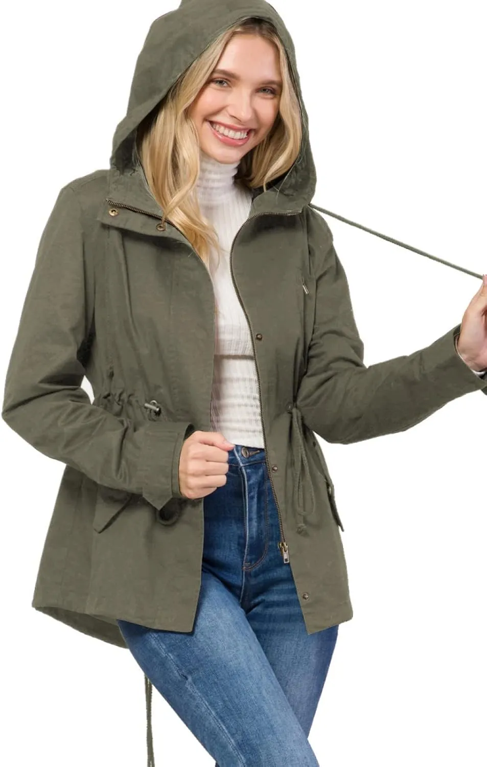 Design by Olivia Women's Military Anorak Safari Hoodie Jacket