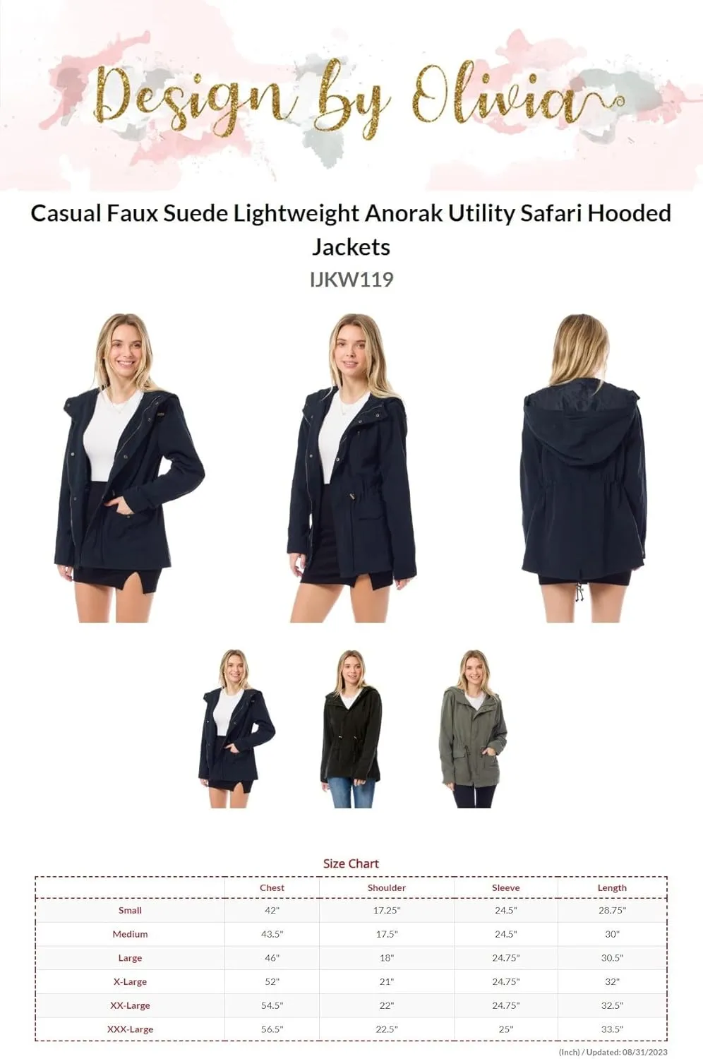Design by Olivia Women's Military Anorak Safari Hoodie Jacket