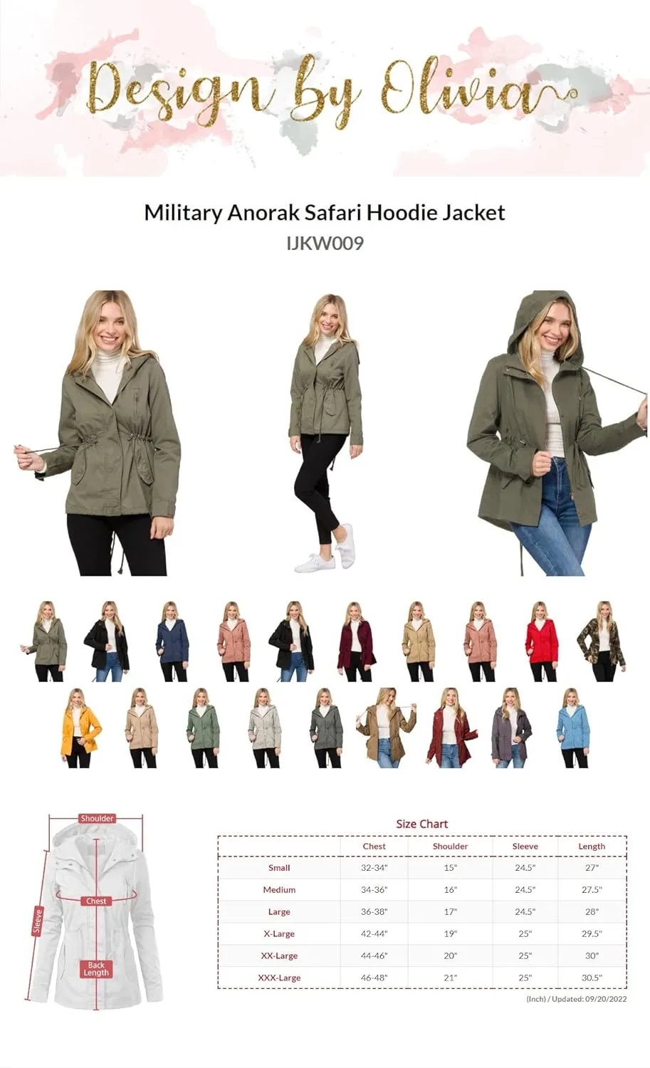 Design by Olivia Women's Military Anorak Safari Hoodie Jacket