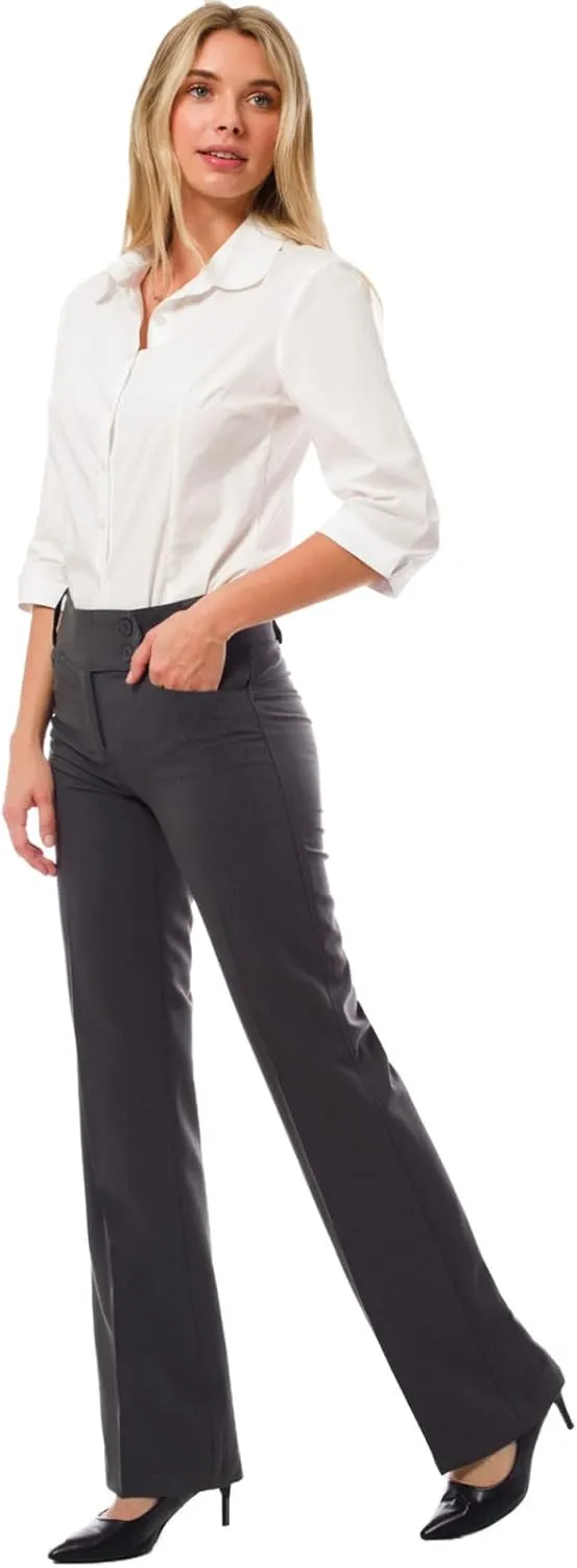 Design by Olivia Women's Relaxed Boot-Cut Office Pants Trousers Slacks