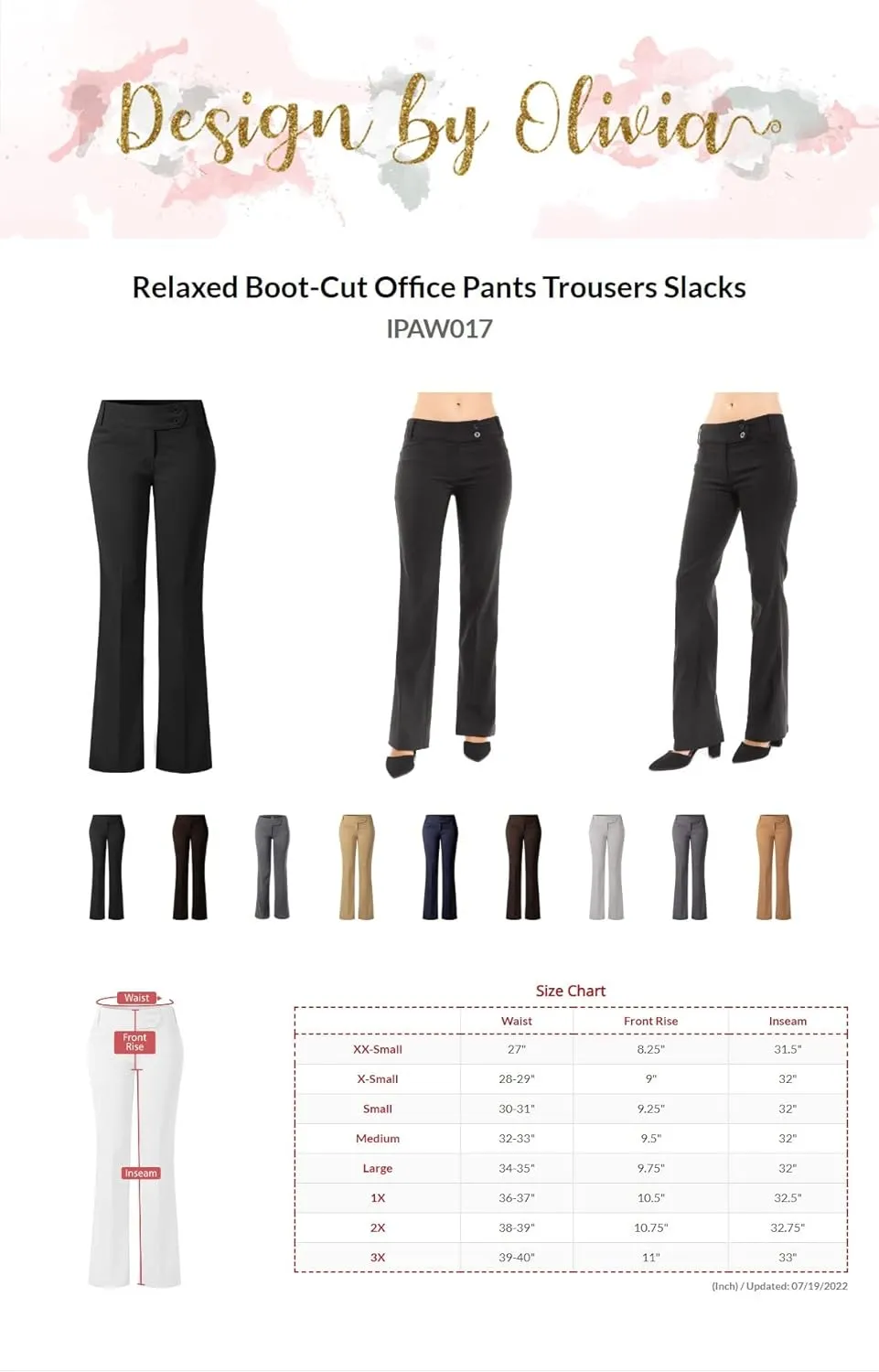 Design by Olivia Women's Relaxed Boot-Cut Office Pants Trousers Slacks