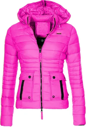 DGHM-JLMY Women Slim Cotton Padded Jacket Winter Hood Coat Quilted Thicken Puffer with Removable Hood Warm Down Puffer Jacket