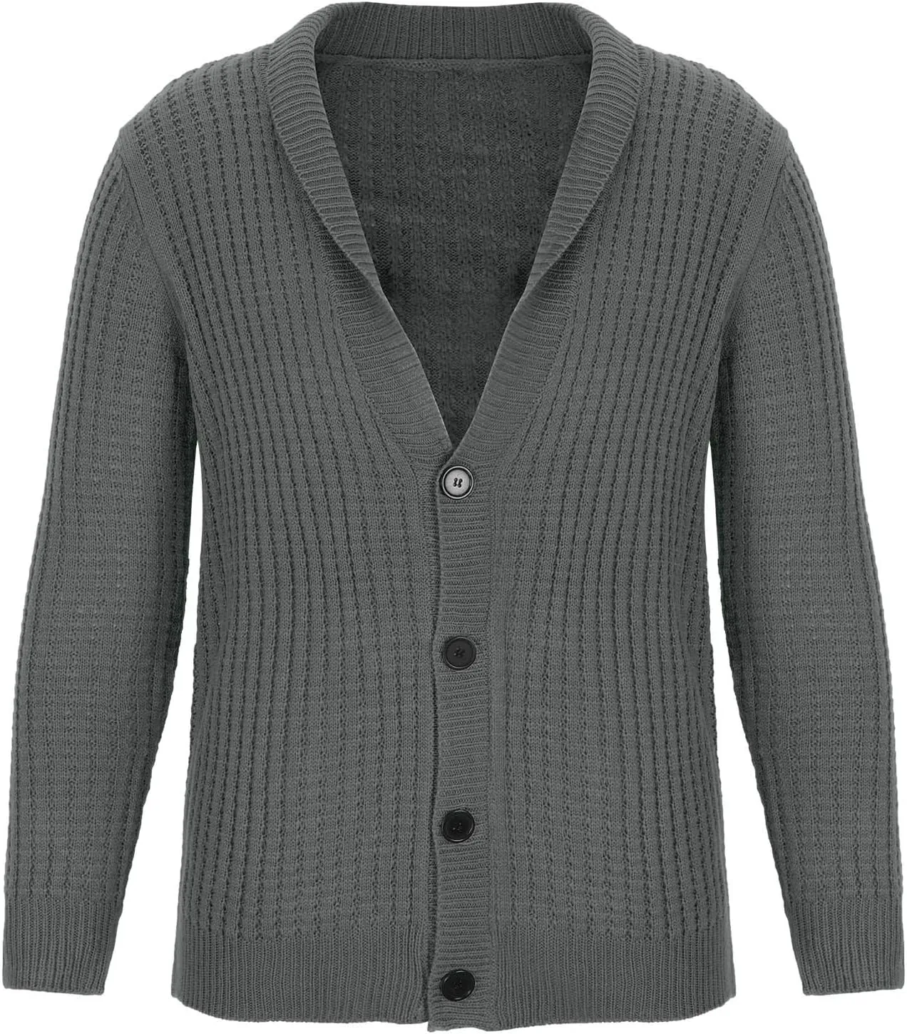 Dgoopd Mens Long Sleeve Cardigan Sweater Casual Shawl Collar Buttons Down Cable Knit Sweater Solid Color Winter Sweater