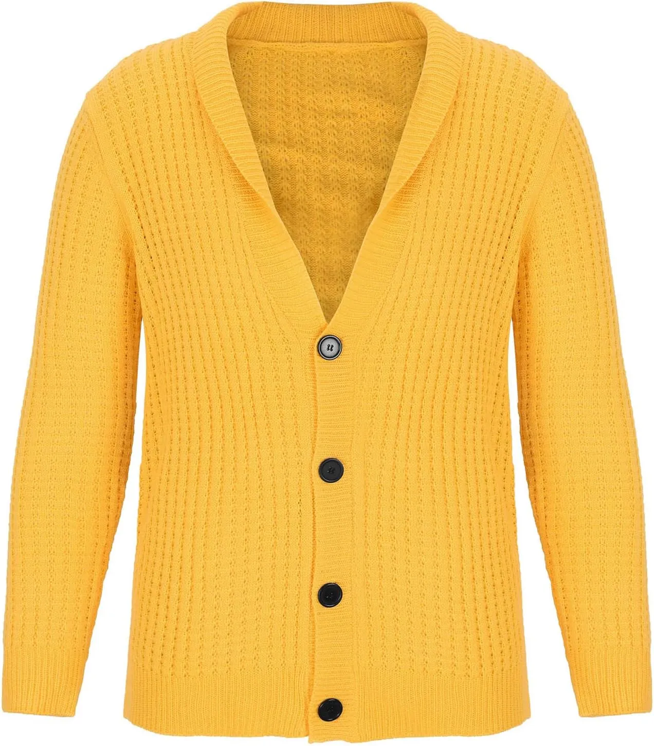 Dgoopd Mens Long Sleeve Cardigan Sweater Casual Shawl Collar Buttons Down Cable Knit Sweater Solid Color Winter Sweater