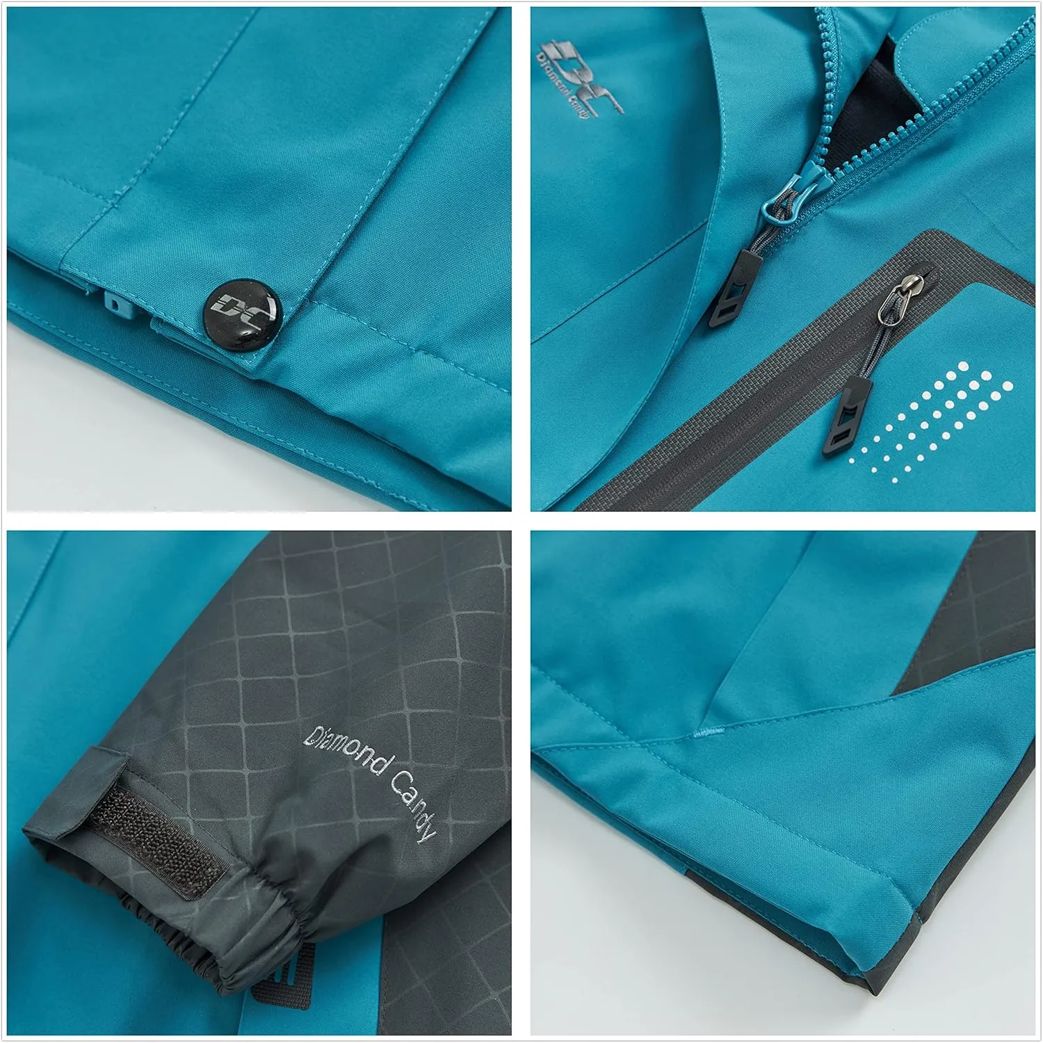 Diamond Candy Women's Waterproof Rain Jacket with Hood Lightweight Outdoors Raincoat