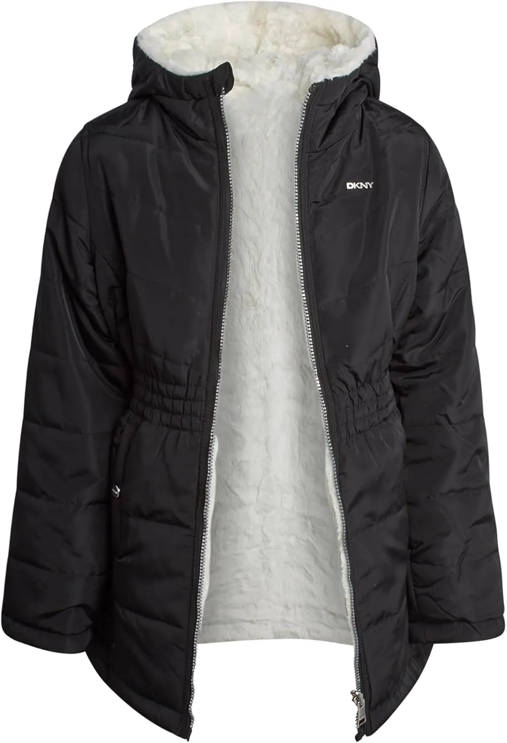 DKNY Girls Jacket  Reversible Heavyweight Quilted Parka Coat with Sherpa Lining  Reversible Jacket for Girls (4-16)