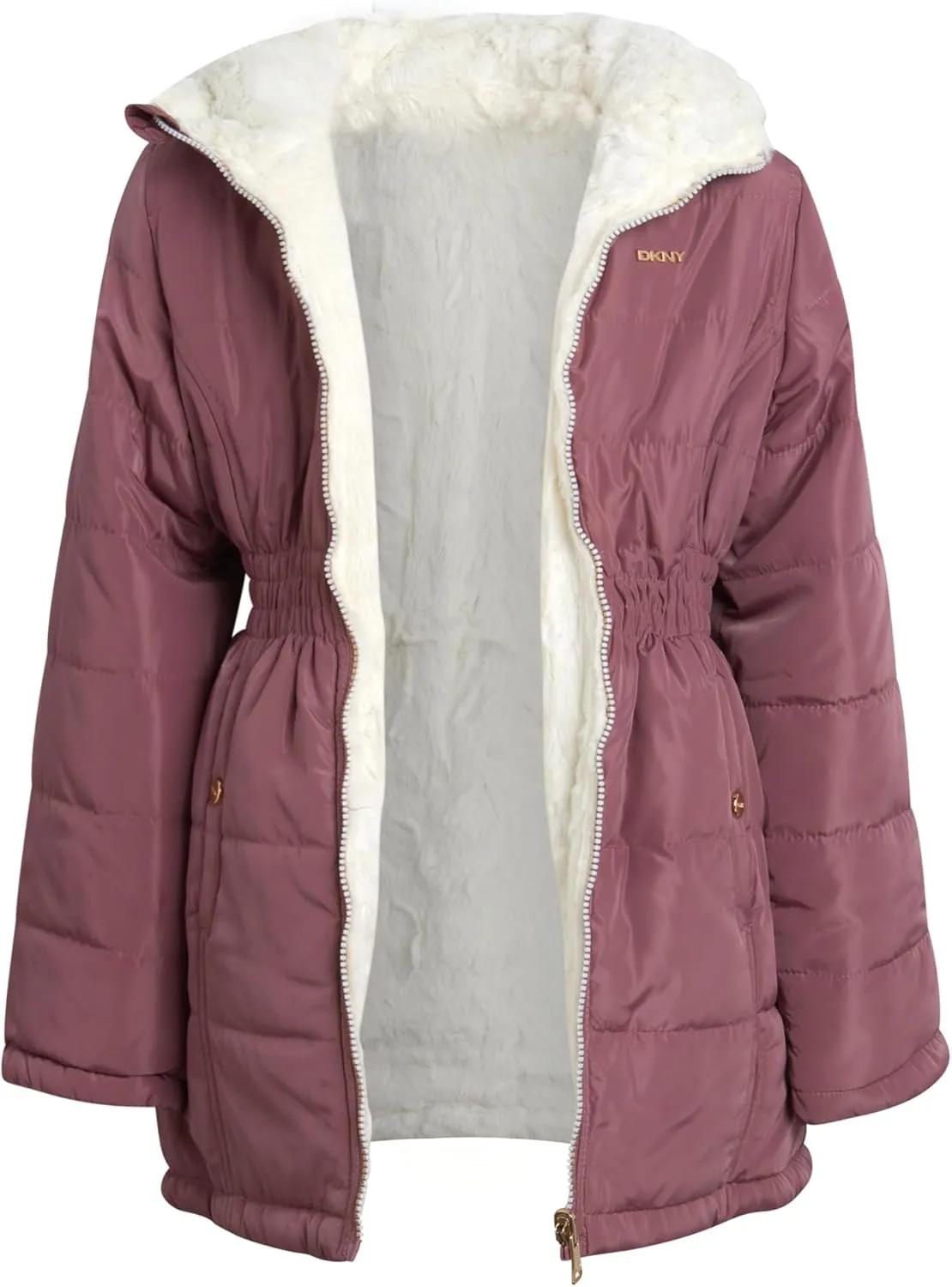 DKNY Girls Jacket  Reversible Heavyweight Quilted Parka Coat with Sherpa Lining  Reversible Jacket for Girls (4-16)