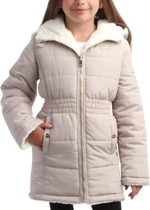 DKNY Girls Jacket  Reversible Heavyweight Quilted Parka Coat with Sherpa Lining  Reversible Jacket for Girls (4-16)