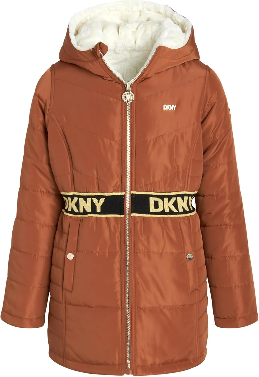DKNY Girls Jacket  Reversible Heavyweight Quilted Parka Coat with Sherpa Lining  Reversible Jacket for Girls (4-16)