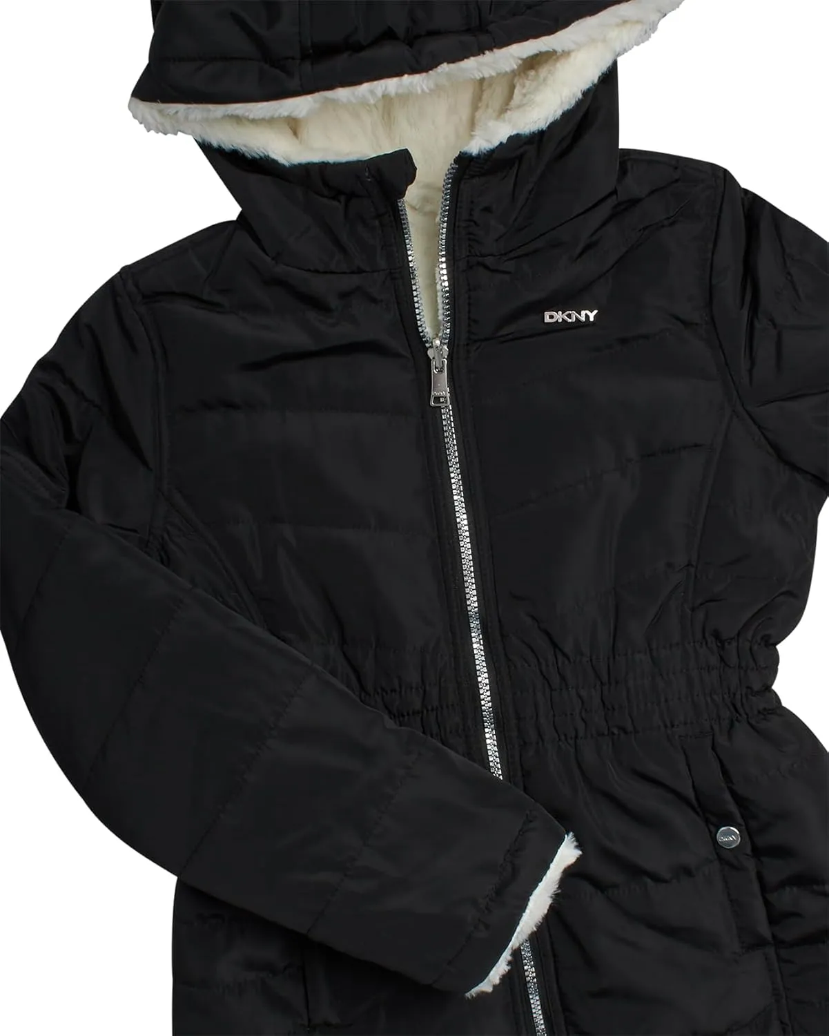 DKNY Girls Jacket  Reversible Heavyweight Quilted Parka Coat with Sherpa Lining  Reversible Jacket for Girls (4-16)