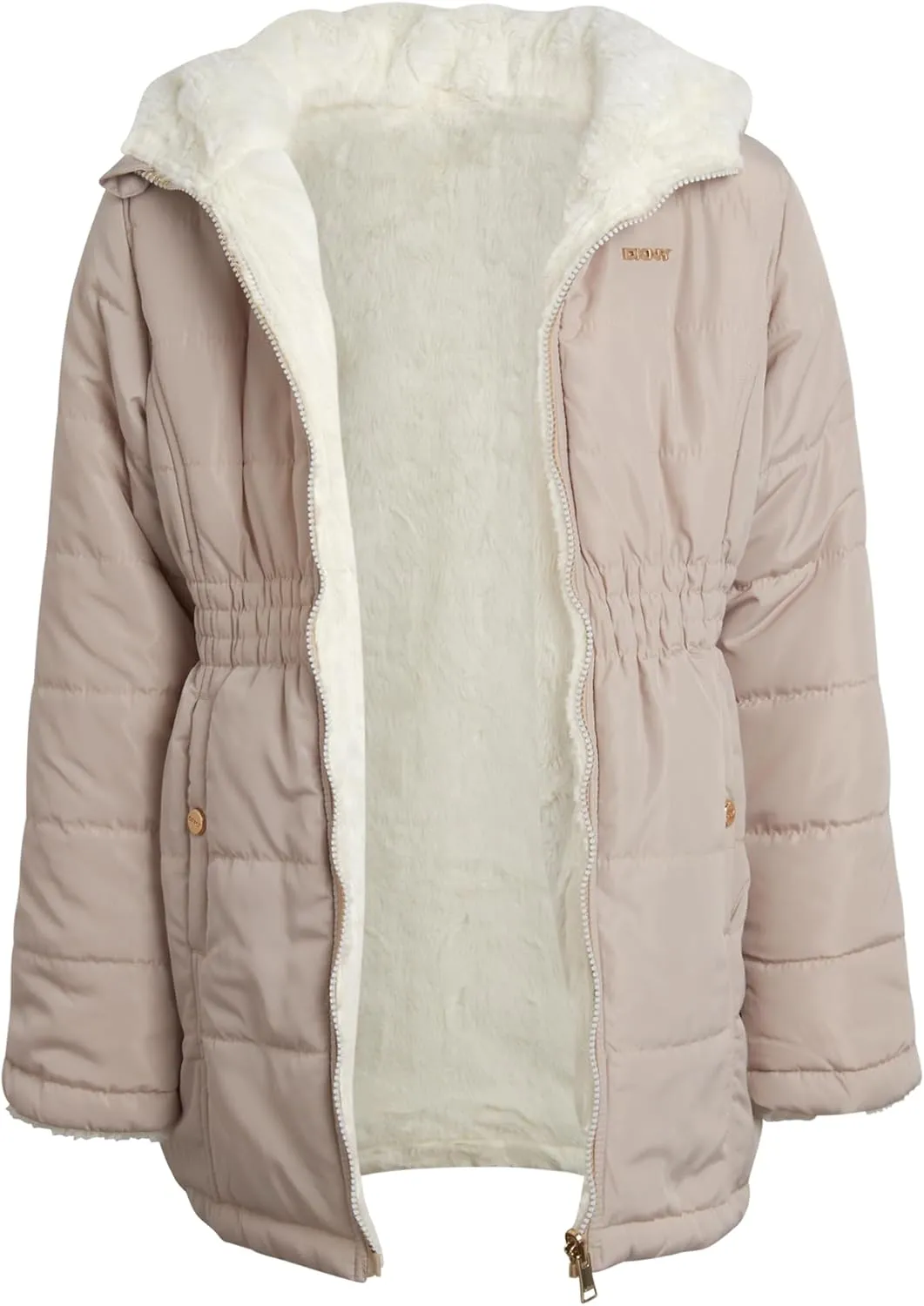 DKNY Girls Jacket  Reversible Heavyweight Quilted Parka Coat with Sherpa Lining  Reversible Jacket for Girls (4-16)