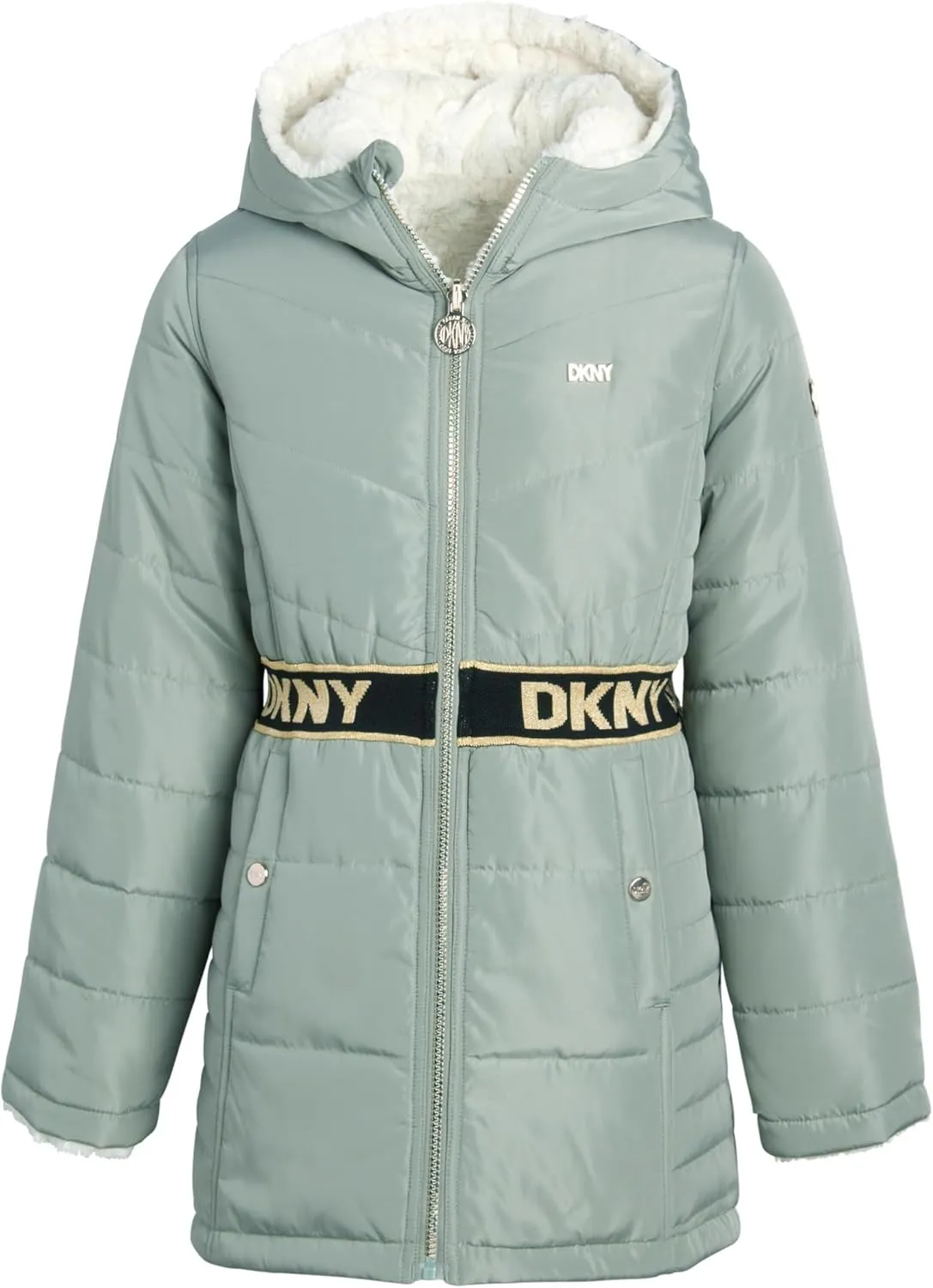 DKNY Girls Jacket  Reversible Heavyweight Quilted Parka Coat with Sherpa Lining  Reversible Jacket for Girls (4-16)