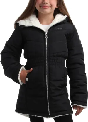 DKNY Girls Jacket  Reversible Heavyweight Quilted Parka Coat with Sherpa Lining  Reversible Jacket for Girls (4-16)