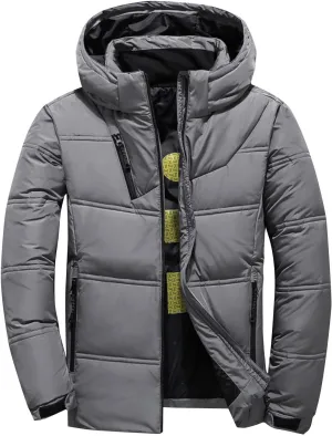 Down Winter Coats for Men Waterproof Hooded Puffer Jacket Cotton Padded Warm Outerwear with Pockets