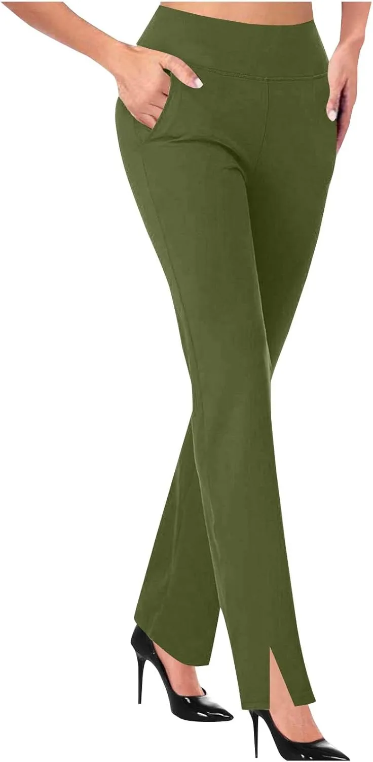 Dress Pants Women Business Casual Work Pants Women 2025 High Waist Stretchy Trousers Pull on Office Slacks Bottoms