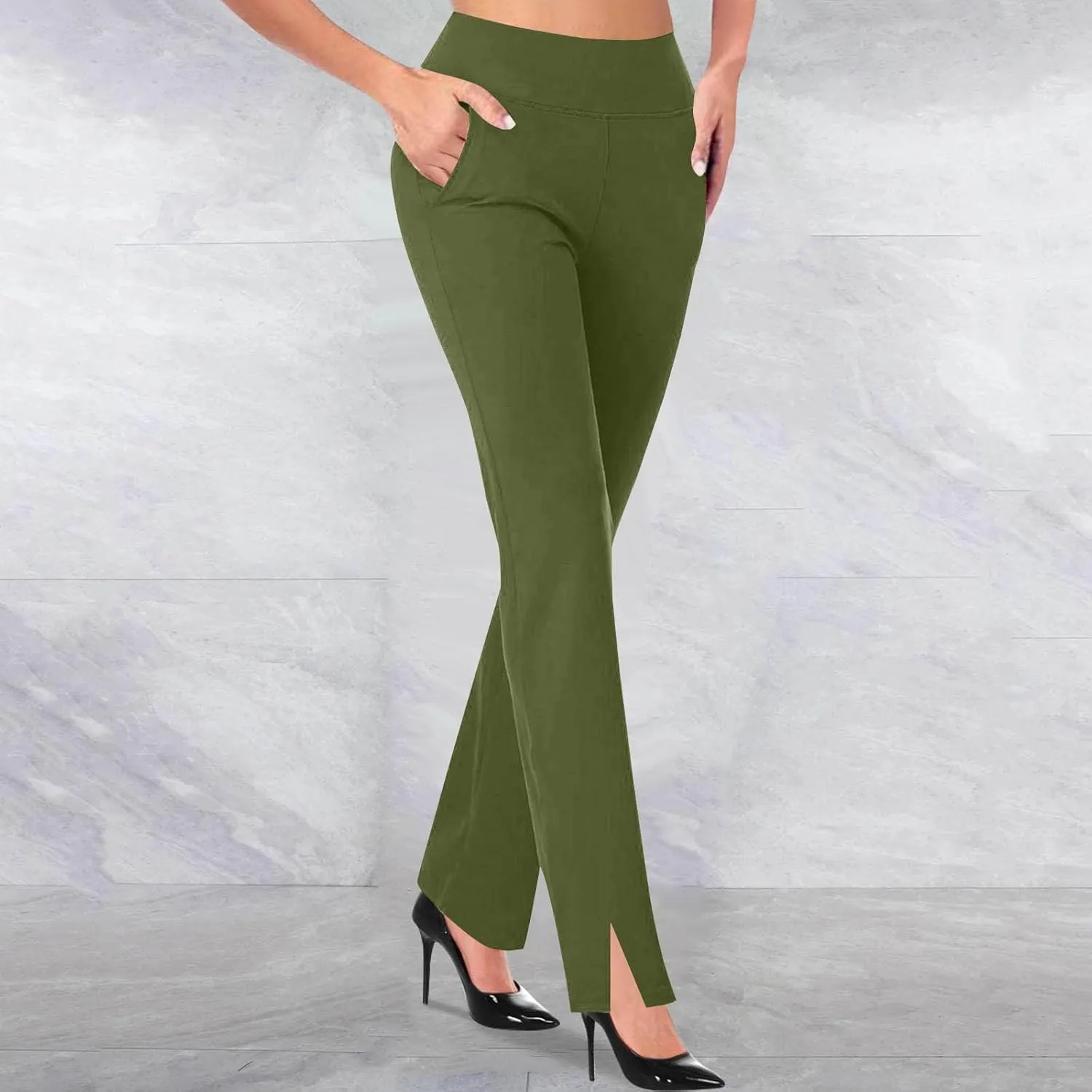 Dress Pants Women Business Casual Work Pants Women 2025 High Waist Stretchy Trousers Pull on Office Slacks Bottoms