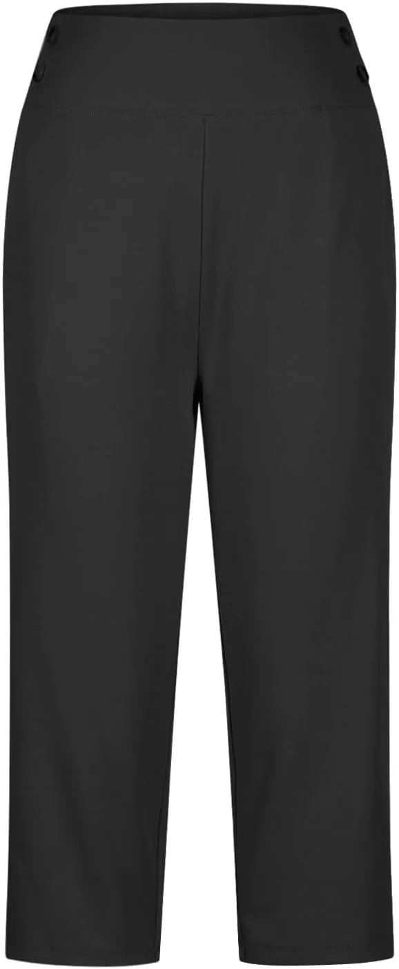 Dressy Capri Pants for Women High Waist Stretch Office Work Crop Pant Soft Dress Suit Pants Yoga Slacks with Pocket