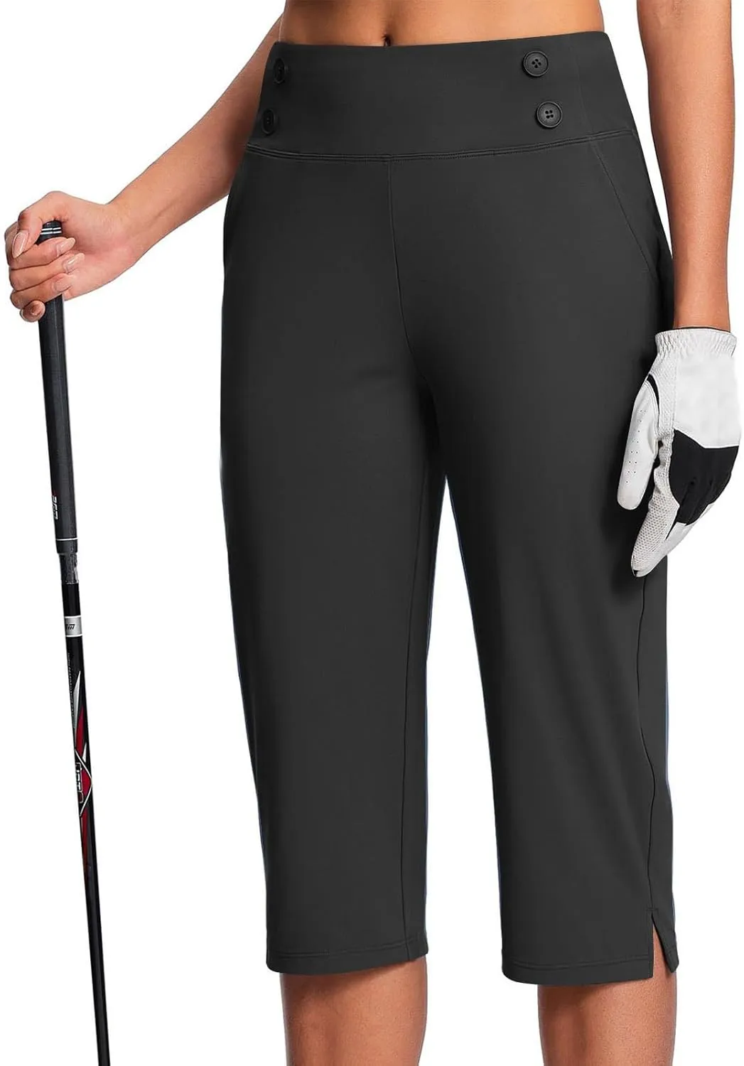 Dressy Capri Pants for Women High Waist Stretch Office Work Crop Pant Soft Dress Suit Pants Yoga Slacks with Pocket
