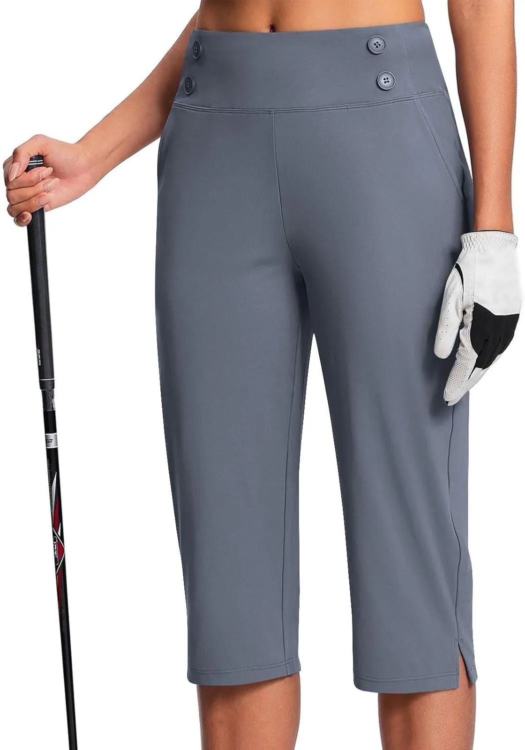 Dressy Capri Pants for Women High Waist Stretch Office Work Crop Pant Soft Dress Suit Pants Yoga Slacks with Pocket