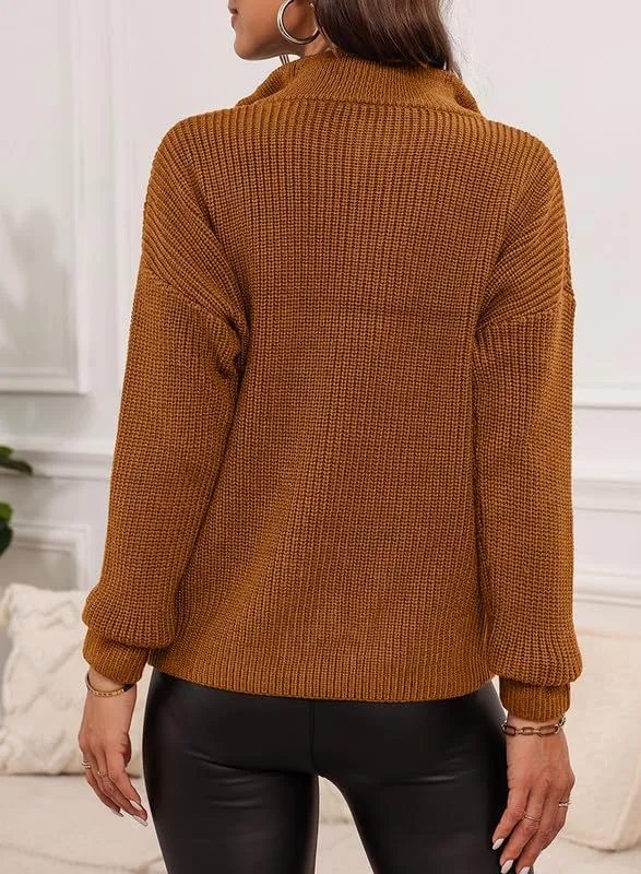 EVALESS Quarter Zip Sweaters for Women Waffle Kint Long Sleeve Pullover Sweater Business Casual Outfits