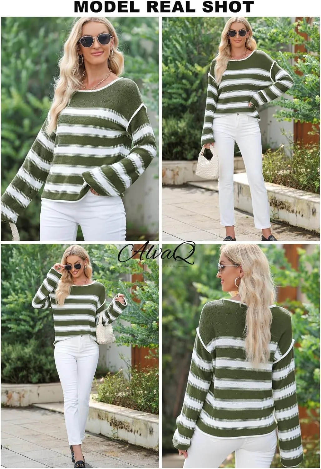 EVALESS Women's 2024 Lantern Long Sleeve Crewneck Sweater Casual Solid Color Ribbed Hem Knitwear Pullover Cropped Tops