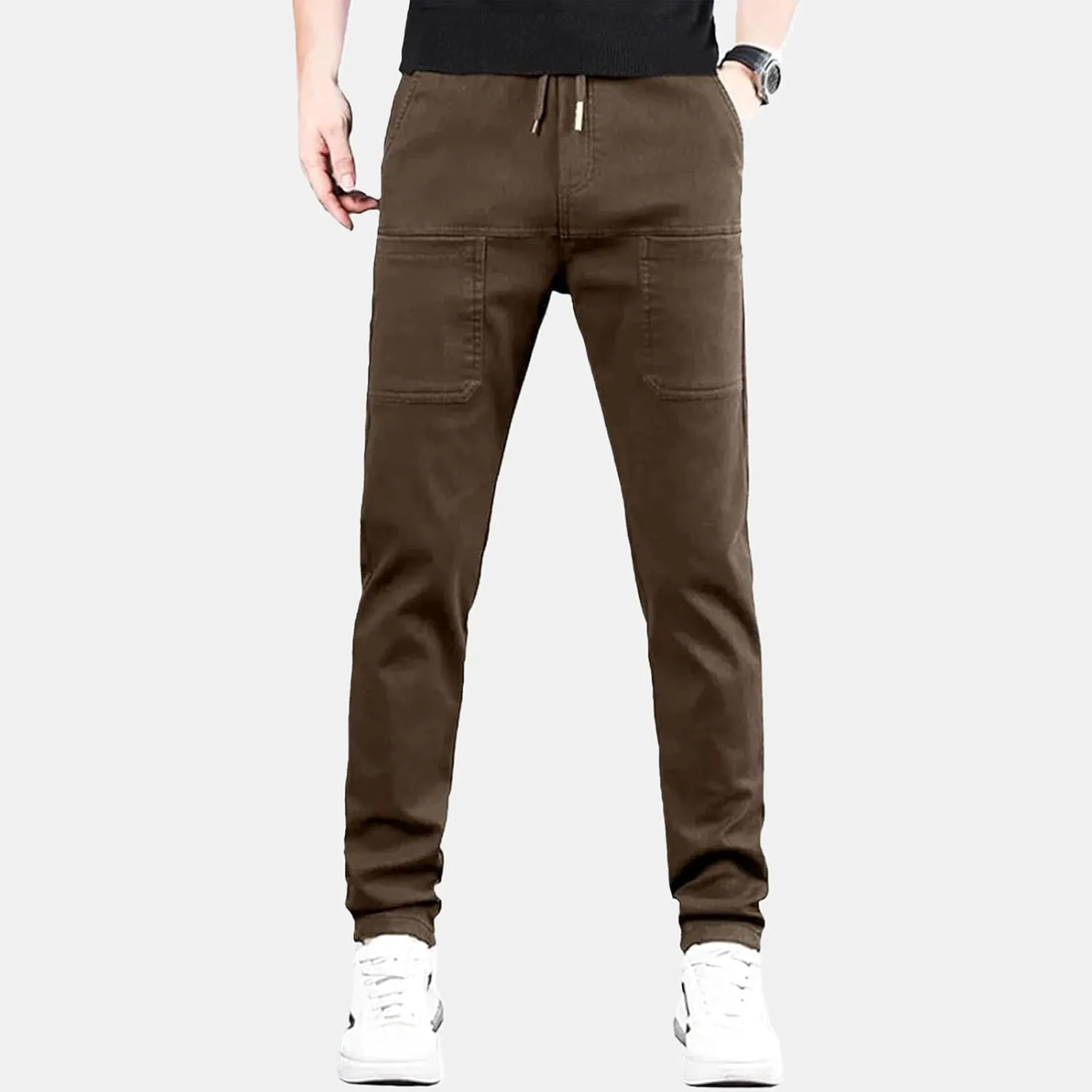 evzosrz Mens Summer Cargo Pants, Straight High Stretch Solid Waterproof High Stretch Comfy Casual Trousers with Multi-Pockets
