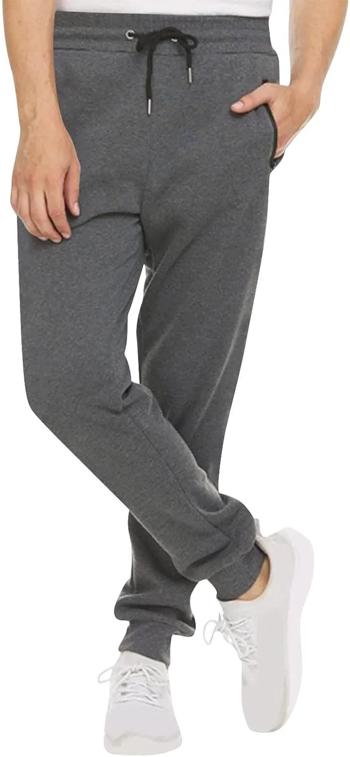 evzosrz Mens Sweatpant Slim Fit Active Athletic Workout Jogger Elastic High Waisted Track Bottom Trousers with Zipper Pockets