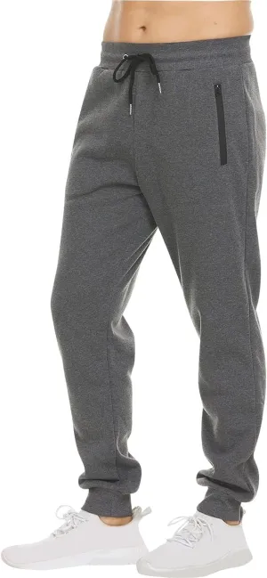 evzosrz Mens Sweatpant Slim Fit Active Athletic Workout Jogger Elastic High Waisted Track Bottom Trousers with Zipper Pockets