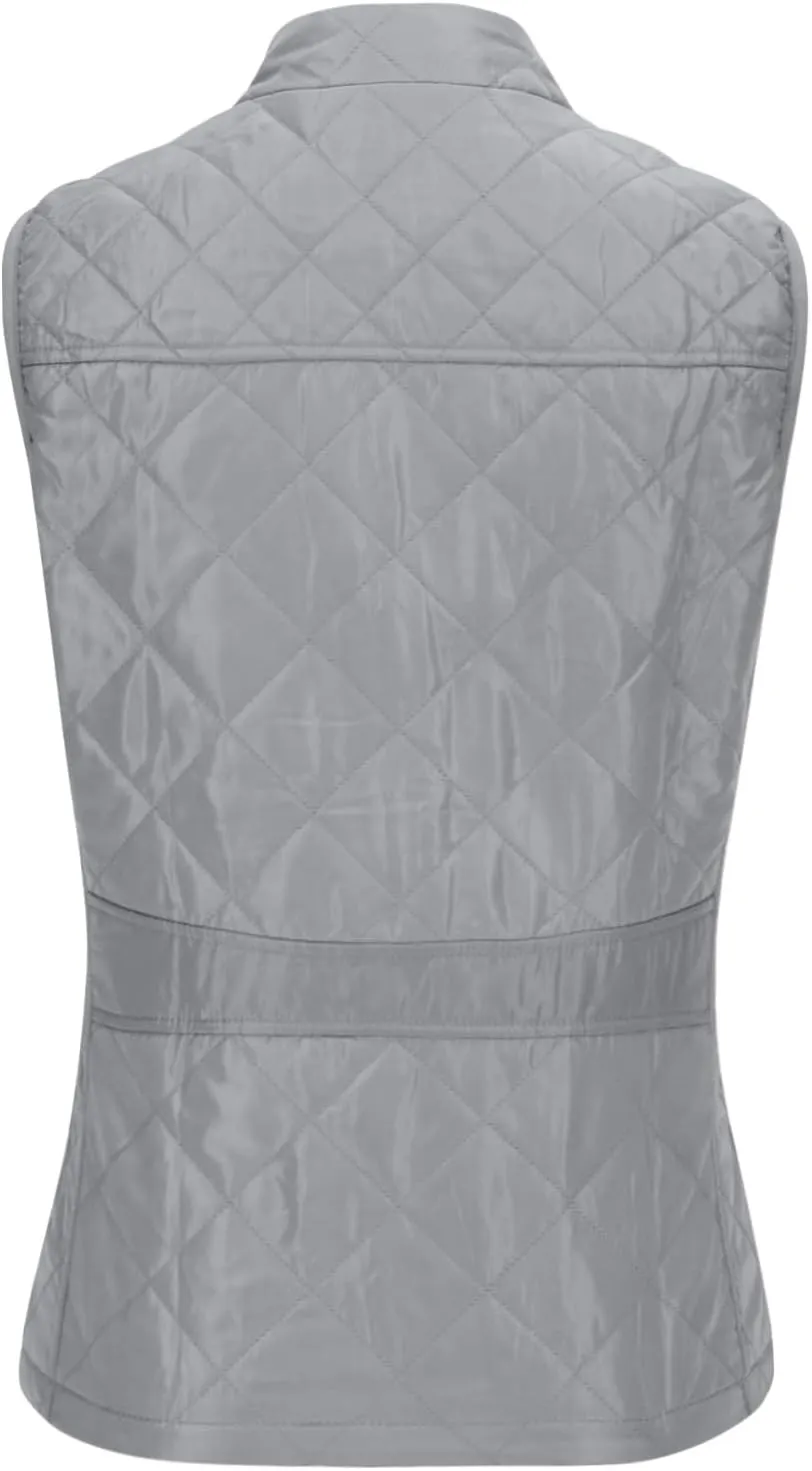 Fashion Puffer Vest Women Fall Winter Sleeveless Coats Down Cotton Waistcoat with Pockets Zip Up Quilted