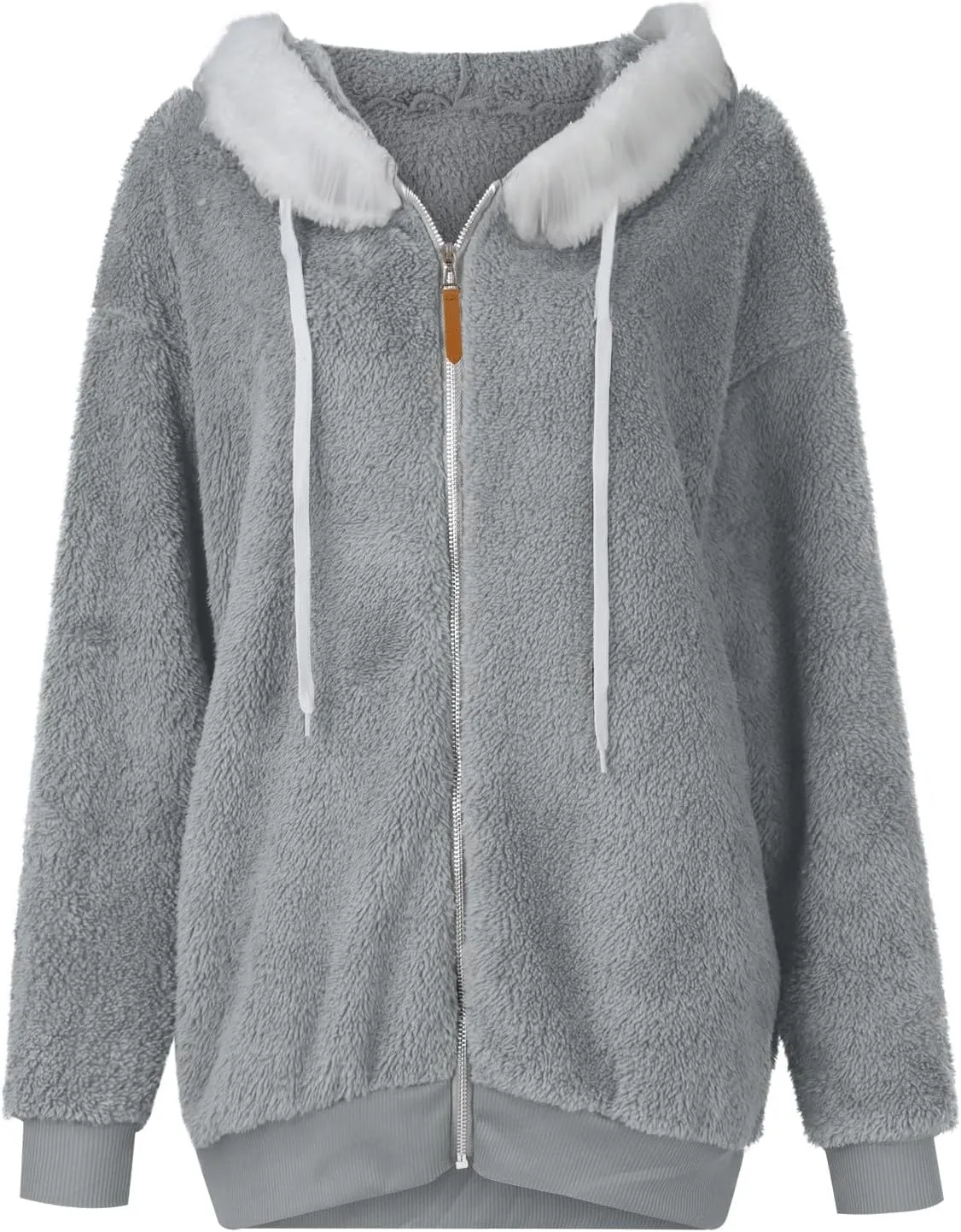 Fleece Jacket Women Sherpa Jacket Zip Up Hooded Oversized Coats Warm Winter Coats for Women 2024 with Pockets