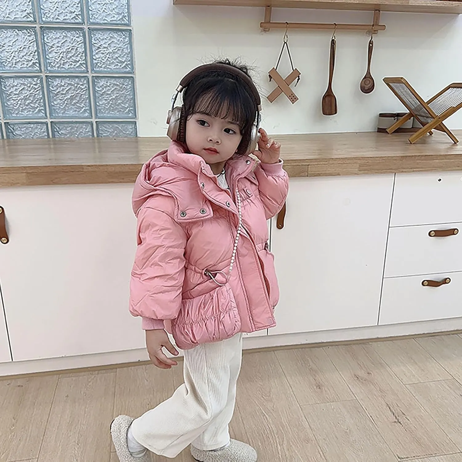 Fleece Jackets Girls Boys Winter Warm Thick Solid Cotton Long Sleeve Padded Jacket Coat Hooded