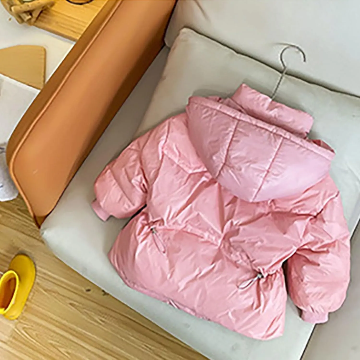Fleece Jackets Girls Boys Winter Warm Thick Solid Cotton Long Sleeve Padded Jacket Coat Hooded