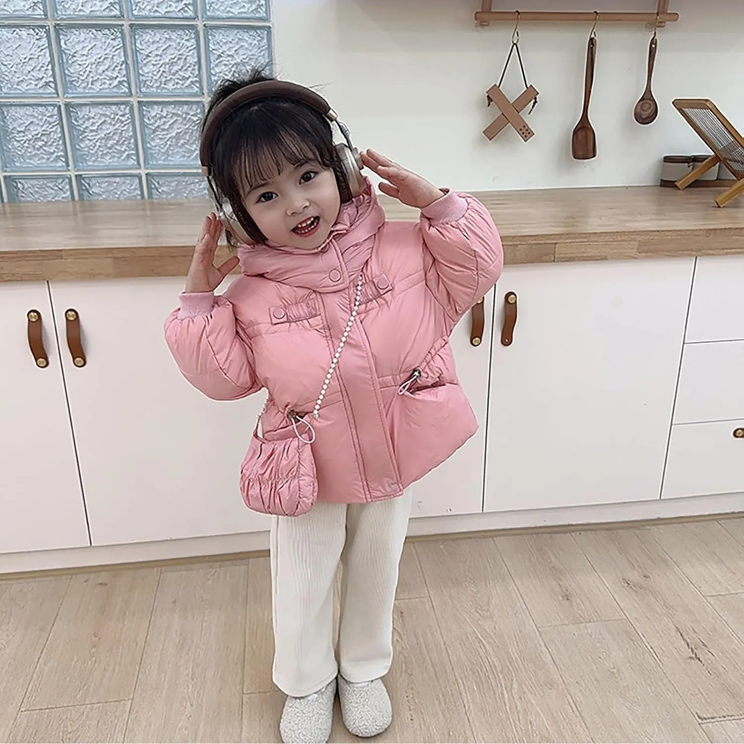 Fleece Jackets Girls Boys Winter Warm Thick Solid Cotton Long Sleeve Padded Jacket Coat Hooded
