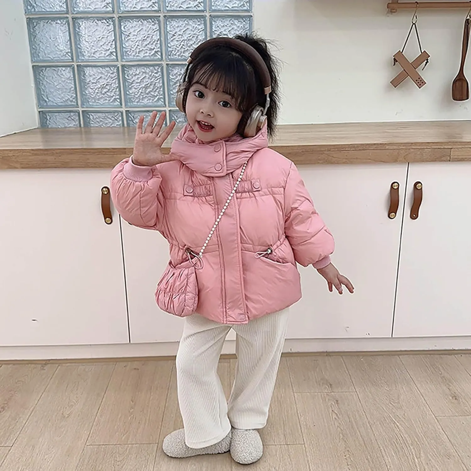Fleece Jackets Girls Boys Winter Warm Thick Solid Cotton Long Sleeve Padded Jacket Coat Hooded