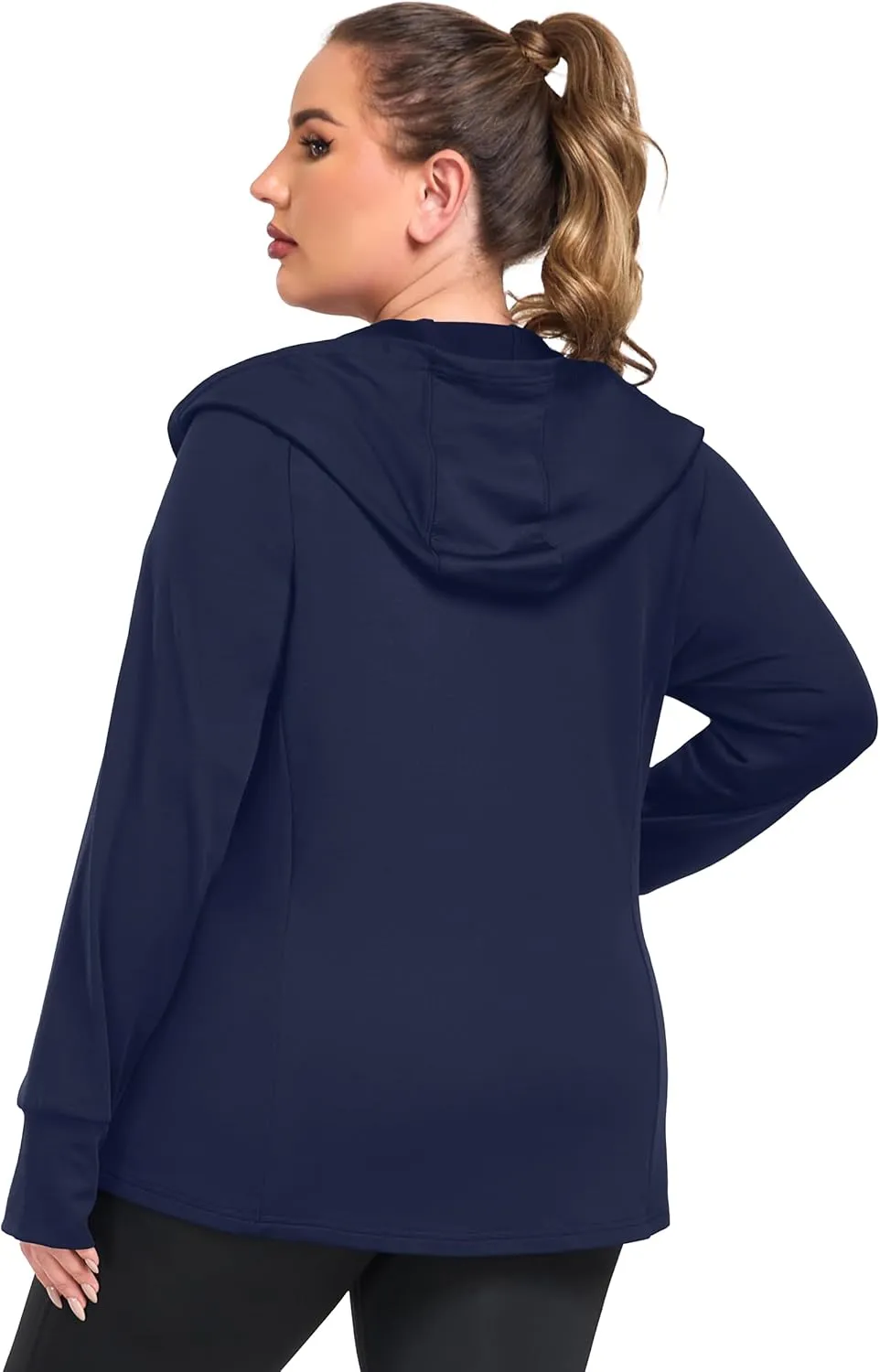 FOREYOND Women Plus Size Fleece Jackets Full Zip Up Hoodies Lightweight Workout Clothing for Running Yoga Gym